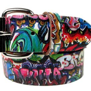 Graffiti Style Real Leather Belt 1.5 inch/38mm